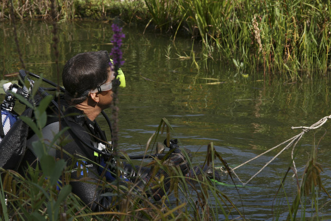 Tauchen im Weiher-6.jpg - Immer wenn er auftauchte, gabs Arbeit!